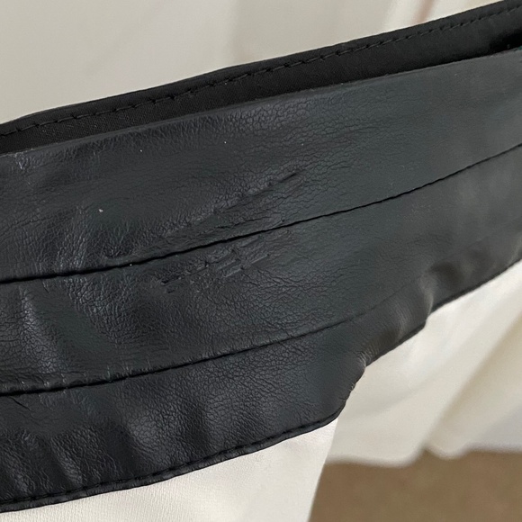 KENSIE BLACK & OFF-WHITE SKIRT WITH FAUX LEATHER WAISTBAND - Picture 5 of 8